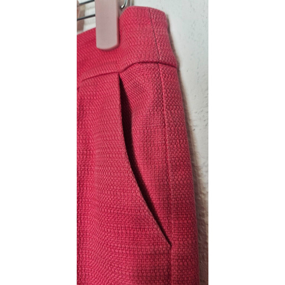 Banana Republic Womens Pencil Skirt 2 Hot Pink Cotton Pleated Back Slit Classic - Picture 4 of 9